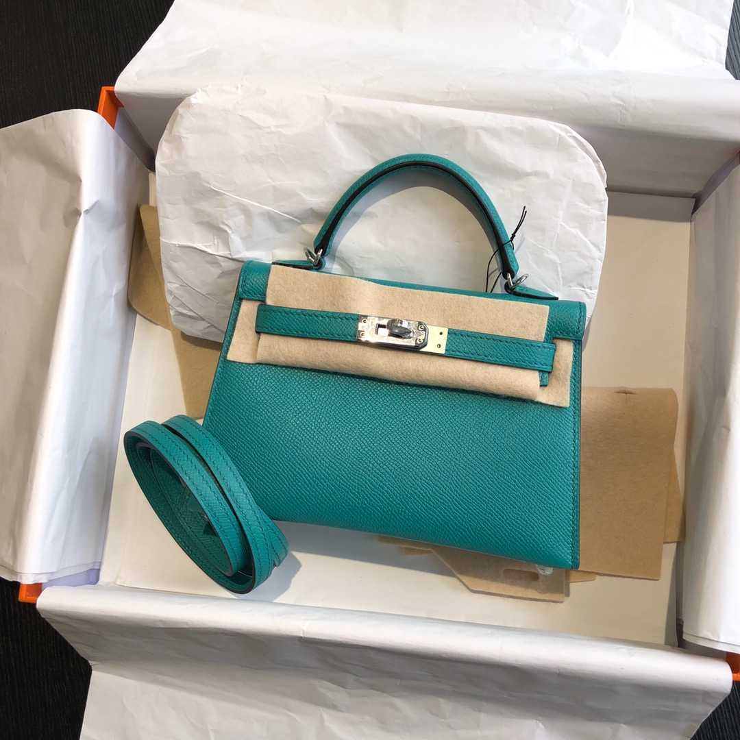 

New high qulity bags classic handmade quality,mini designers purse 19.5cm,gree,white,yellow,blue,grey 6colors,epsom leather,wax line stitching,gold and silver