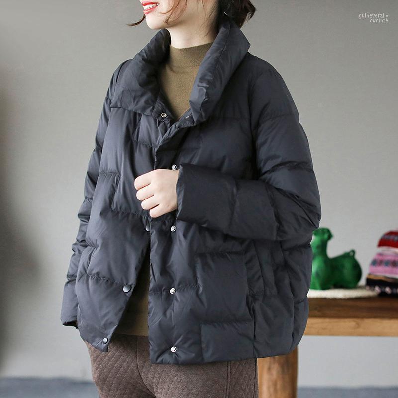 

Women' Down & Parkas Women Ultralight Jacket Winter 90% White Duck Coat Single Breasted Warm Snow Outwear Guin22, Black