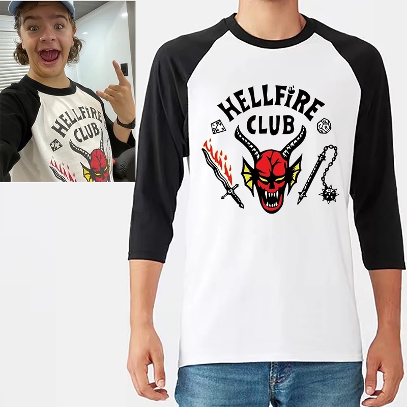 

HellFire Club T shirt Long Sleeves Shirt Stranger Things Dustin Mike Wheeler Cosplay Hell Fire Long sleeved Uniform Top 220810, Tx-041652