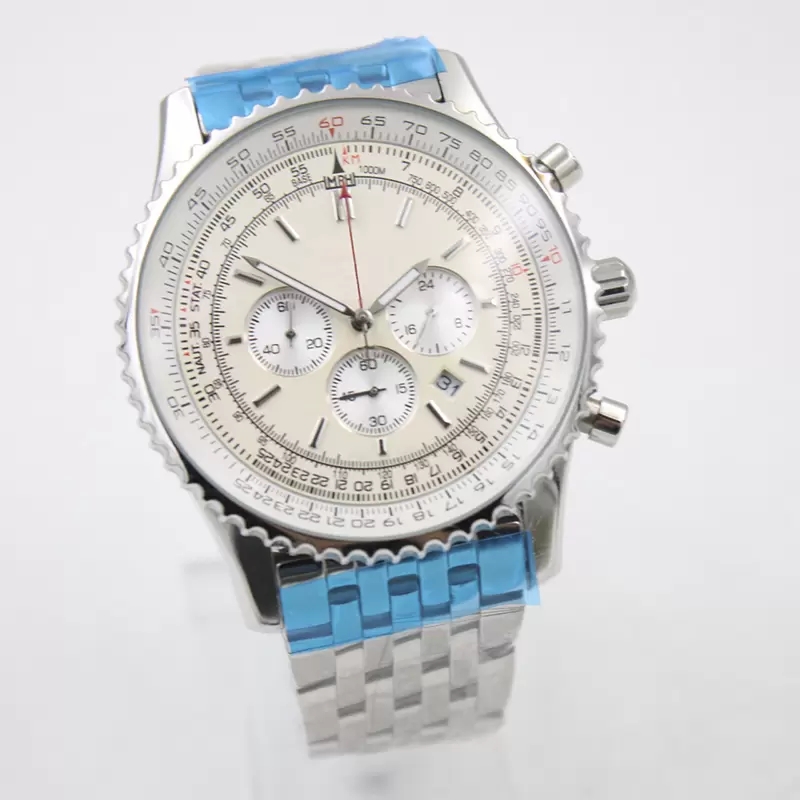 Luxury Business 46MM New men's watch Quality B06 B01 Navitimer Timing battery movement Quartz silver dial Men's watch stainless steel s-image-777172949