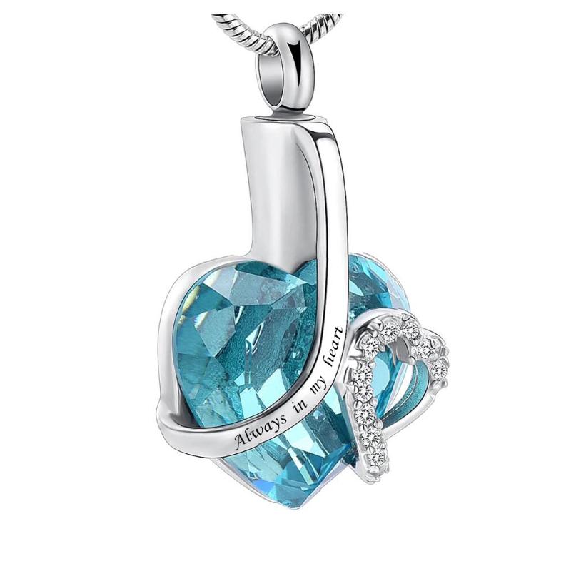 

Pendant Necklaces Stainless Steel Crystal Heart Cremation Jewelry For Ashes Keepsake Memorial Urn Necklace Women Men GiftsPendant