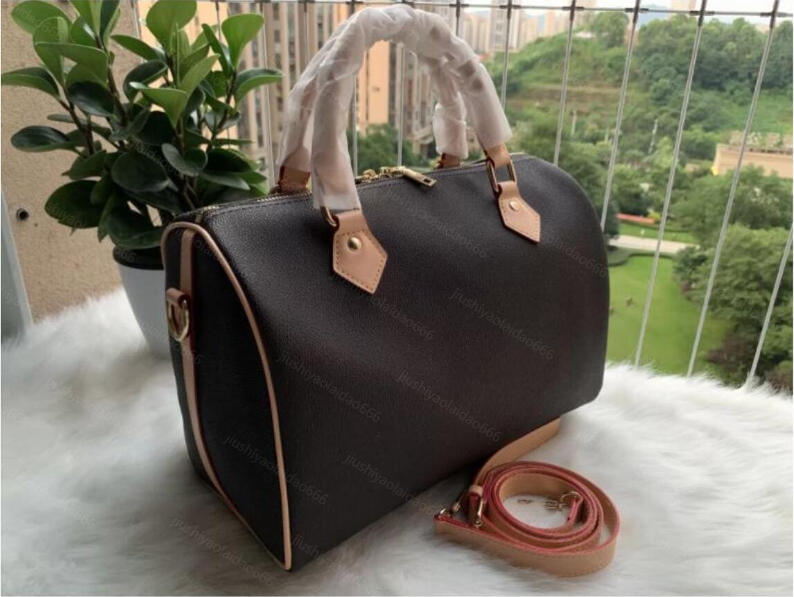 

Luxurys Designers Fashion wsomen bag Shoulder Bags Lady Totes handbags Speedy With Key Lock Shoulder Strap Dust Bag, 9 brown flowers