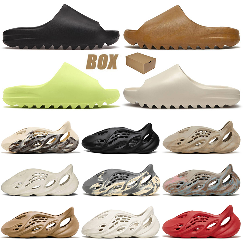 

With Box Foam Runner Slides Sandals Slippers Designer Bone Men Women Shoes Sandal Desert Sand Cream Clay Moon Toddler Ochre Brown Sneakers Trainers Size Eur 36-47, B17 stone sage 36-47