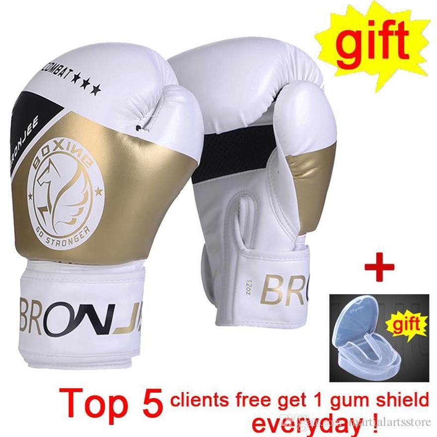 

training gold boxing gloves fighting Championship printed boxing gear handmade synthetic leather fight glove combat boks gear238U