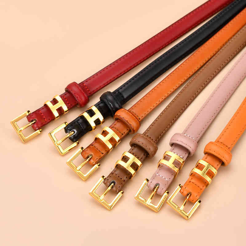 

New women's thin h home fashion versatile leather decorative drs real belt, Black