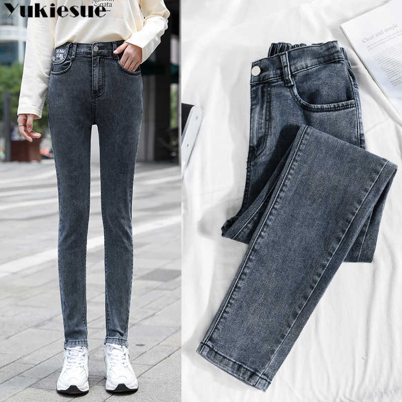 

jean woman mom jeans pants boyfriend for women with high waist push up large size ladies denim plus 210608, Blue gray