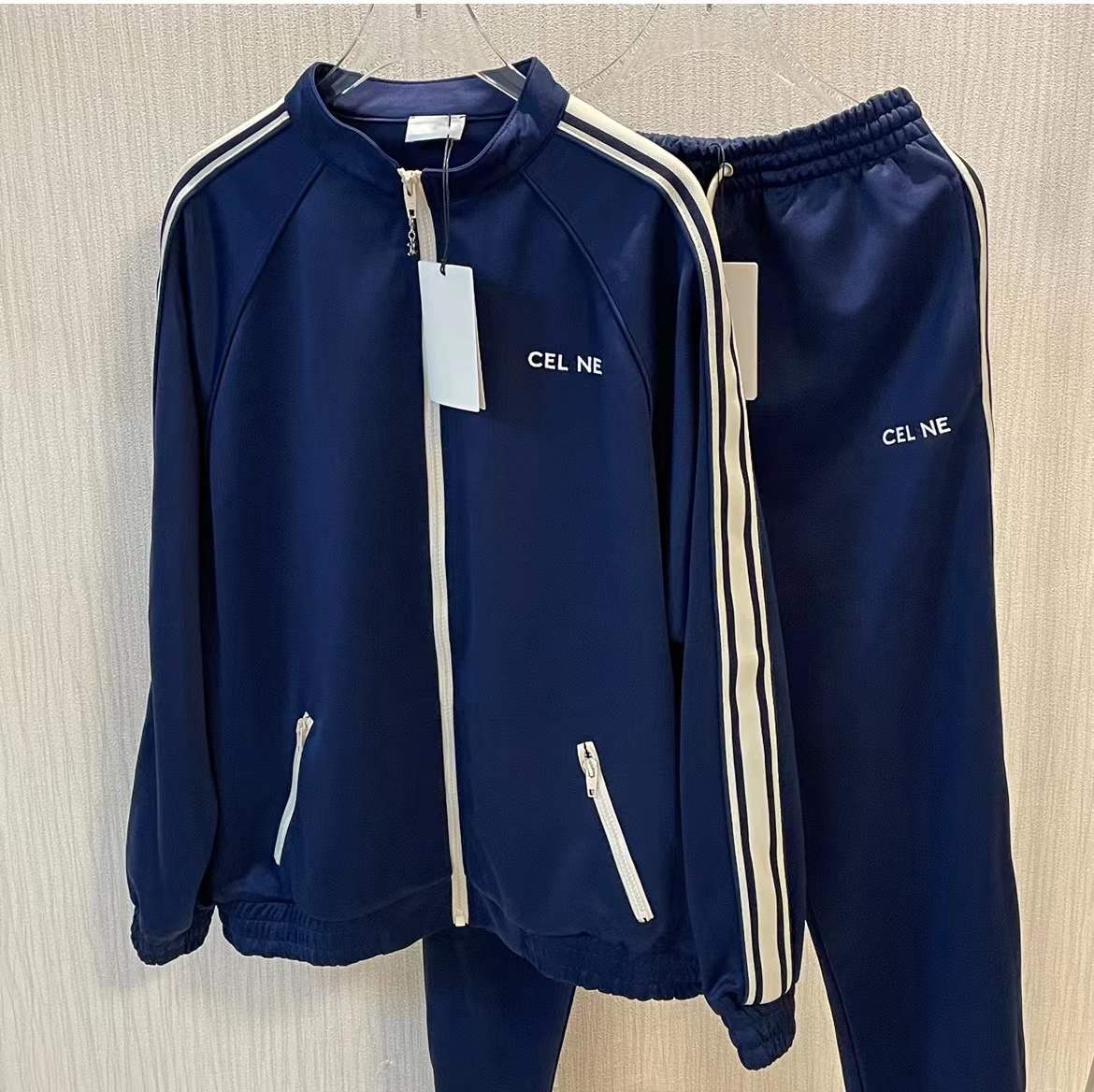 

Fashion Luxury Letter Embroidery Zipper Casual Sports Jacket Elastic Waist Pants Loose School Uniform Suit High Street, Jacket + pants