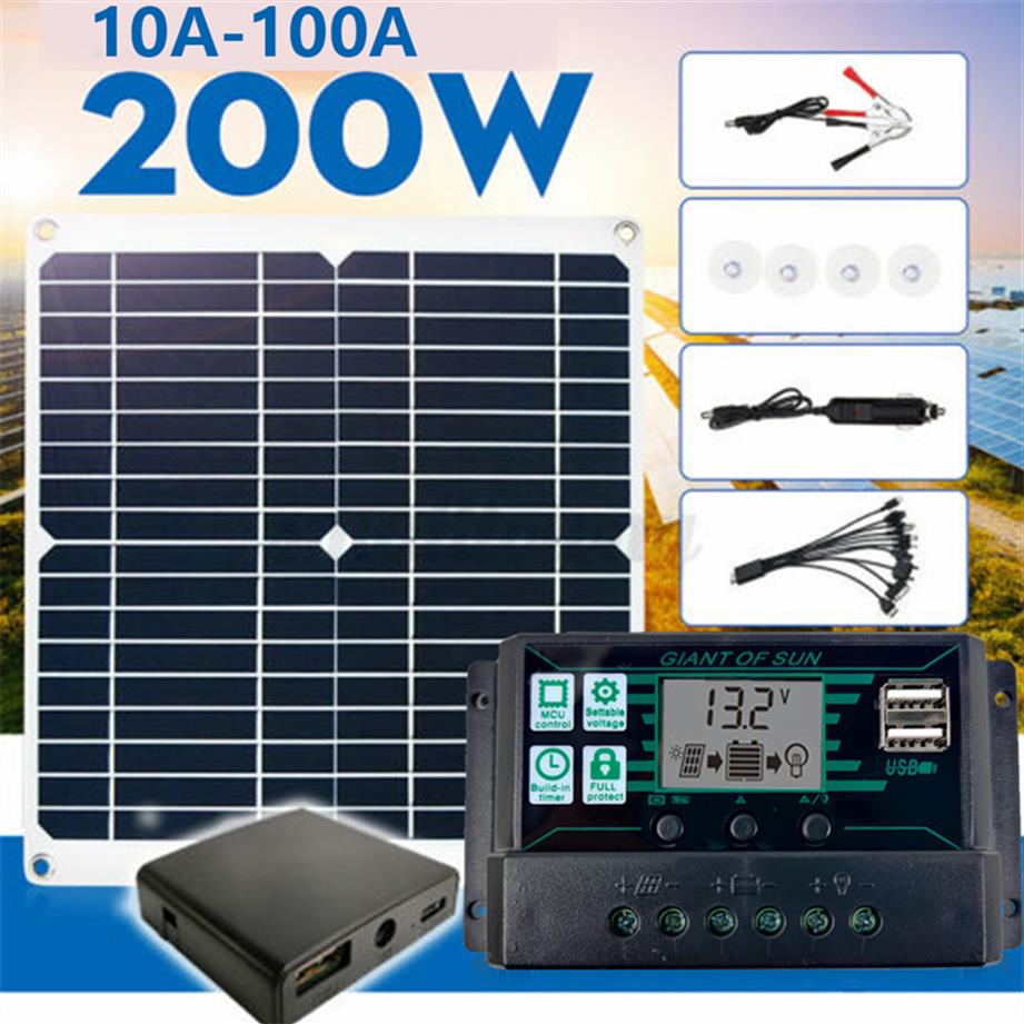 

200w Solar Panel Kit 12v Battery Charger 10/20/30/40/50a/60a/70a/80a/90a/100a Controller For Station Wagon210S