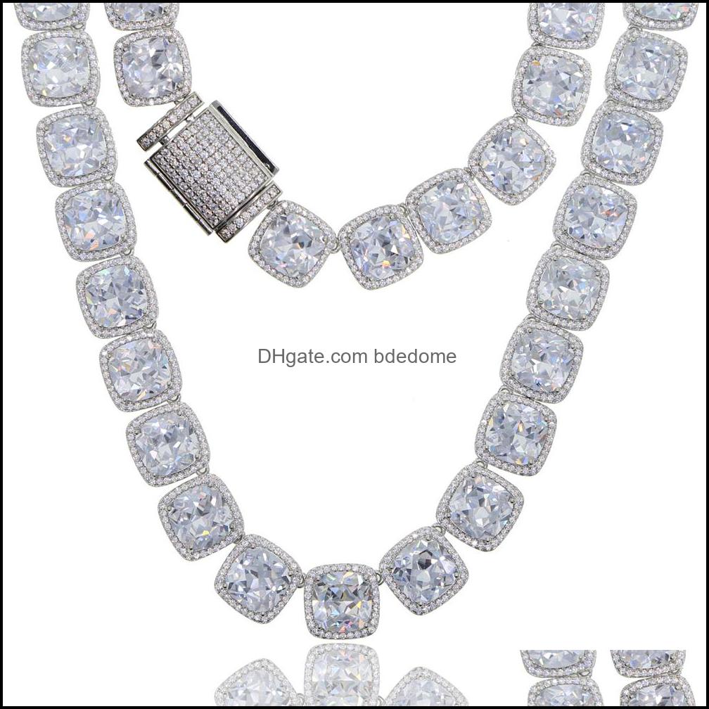 

Pendant Necklaces Pendants Jewelry Men Hip Hop Heavy Necklace With Square Cz Cluster Large Size Tennis Chain Iced Out Big Stone Charm Fash