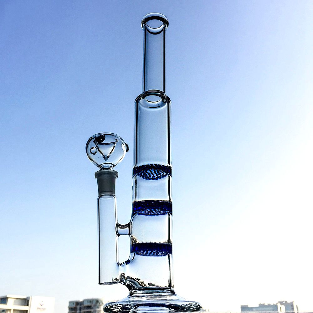 

10 Inch Glass Bongs Beecomb Perc Hookahs Unique Oil Dab Rigs Big Smoking Water Pipes 14mm Female Joint