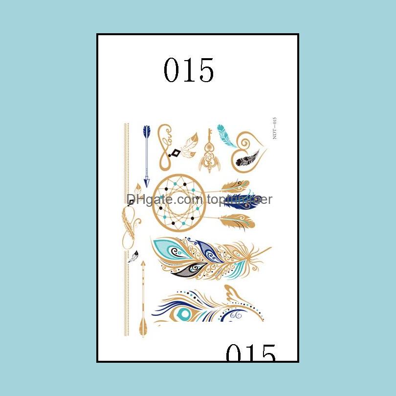 

Temporary Tattoos Body Art Health Beauty 7Pcs/Lot High Quality Gold And Colored Non-Toxic Waterproof Tat Dhxzp