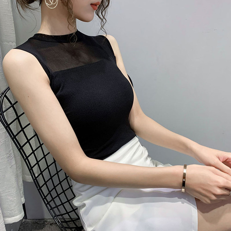

Sexy Tank Tops Women Sleeveless Vest Female Elasticity Solid Slim Pullover 2022 Summer Solid Bottoming 0613, Silver black