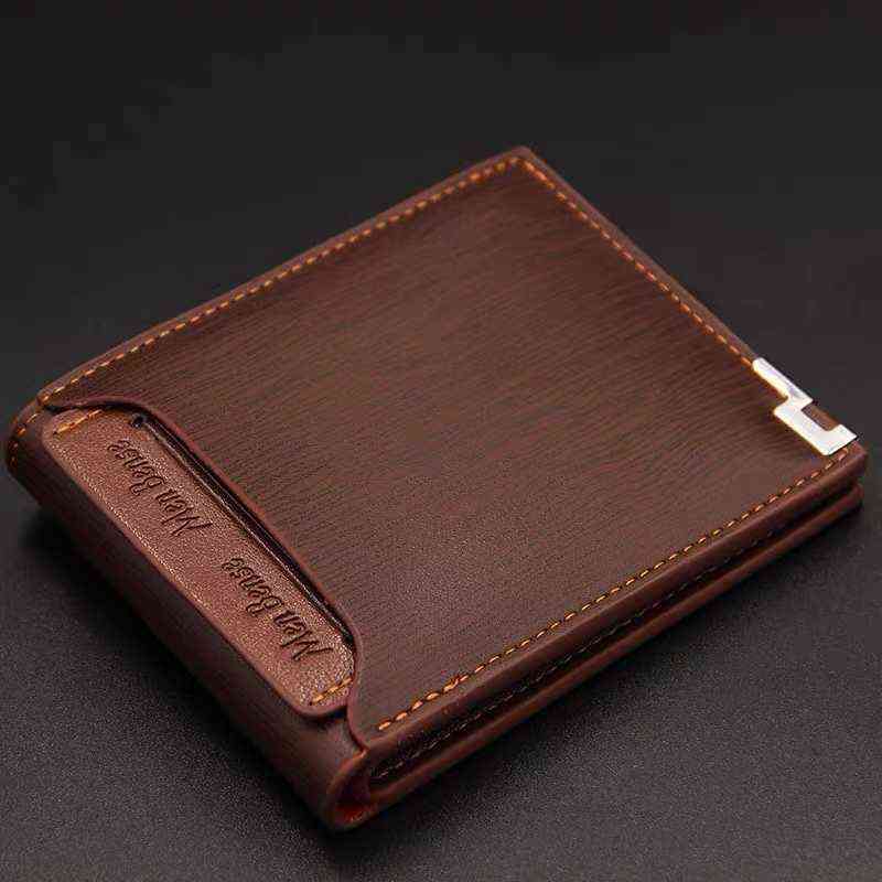 

Luxury Brand Men's Short Wallet Multifunction Fashion Card Holders Pu Leather Money Bag Vintage Men Slim Male Purses, Black