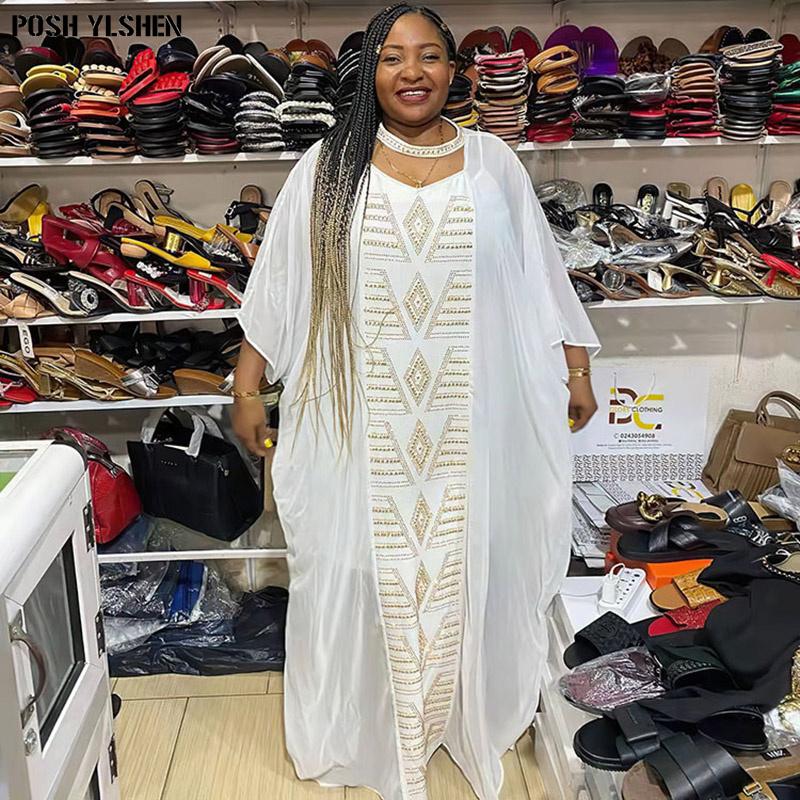 

Ethnic Clothing White Black African Dresses For Women Vetement Femme 2022 Dashiki Christmas Boubou Robe Africain Abaya Dubai Kaftan Dress