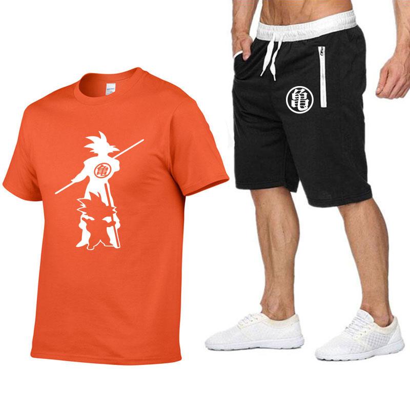 

Men' Tracksuits Sports Suit 2022 Clothing Fitness Summer Printed Shorts + T-shirt 2 Piece Set -2xL