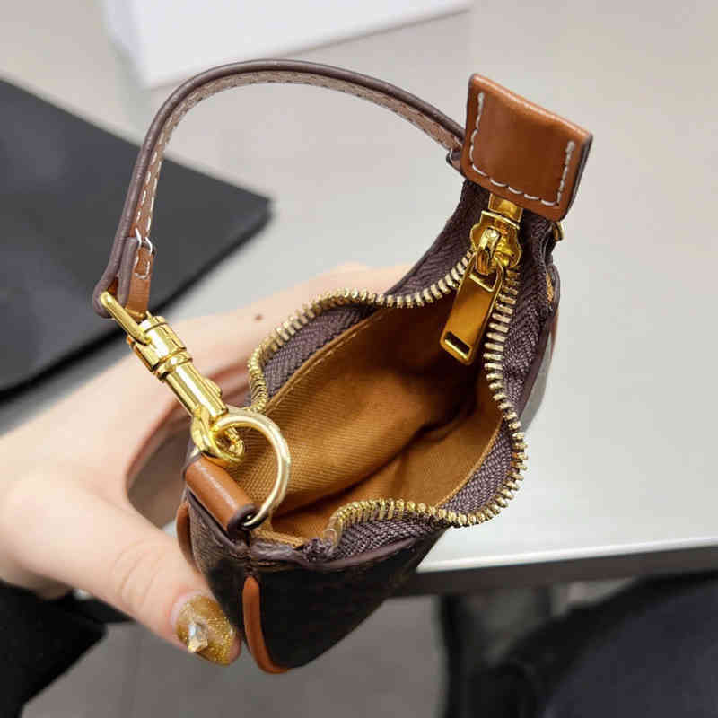 

Mini Lipstick Handbag Women Shoulder Print Leather Card Holder Luxury Designer Bags Female Purses 220326, Brown