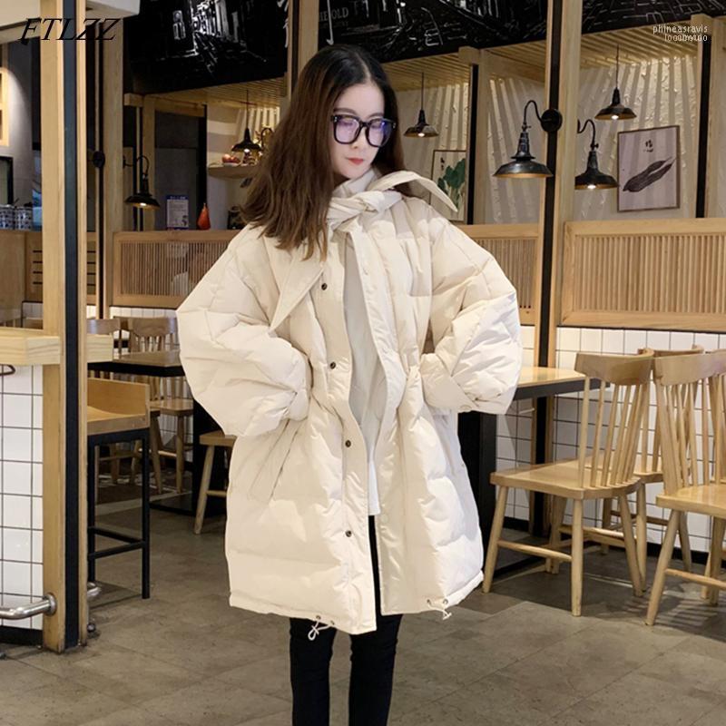 

Women' Down & Parkas FTLZZ Winter Women Hooded Lace Up Black Coat 90% White Duck Oversize Thickness Warm Snow Jacket Outwear1 Phin22, Beige