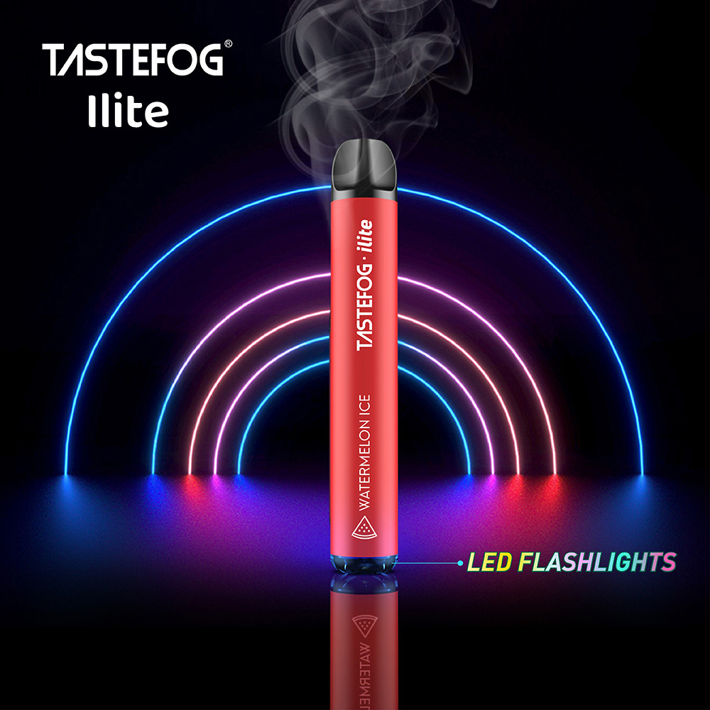 

QK Tastefog Ilite E Vape Pen Factory Disposable Vapes 600 Puffs LED Flash Light E Cig Devices OEM Blueberry Grape Strawberry Watermelon Ice Flavor Wholesale