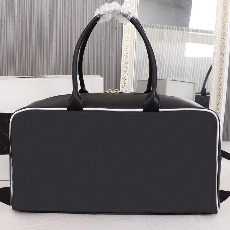 

New Luxury Tote Bag Double Zip Pochette women and Men Fashion Plaid Quilting Large Capacity Designer Totes Bags Leather Handbag Bowling Bag Wallet, Black