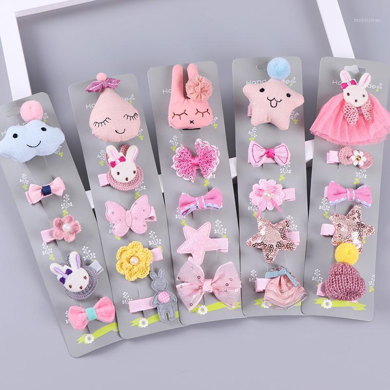 

Hair Accessories 5pcs/set Flowers Bowknot Hairpins Children Stars Cartoon Clips Kids Girls Handmade Barrettes Headwear, 08