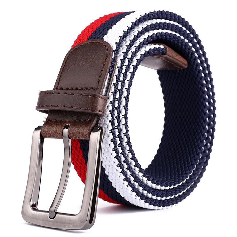 

Belts Thickened Elastic Woven Belt Braided For Men And Women High Quality Fabric Stretch Casual Golf, Black
