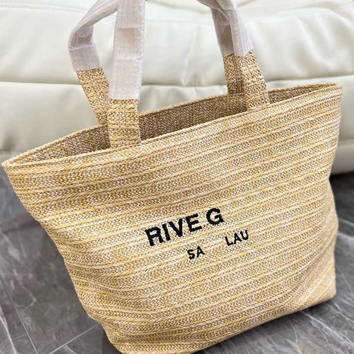 

Straw Tote Bags Shopping Bag Handbag RIVE GAUCHE Shoulder Beach Bag Weave Letters Large Capacity Summer Travel Pocket High Quality Wallets sj, Beige
