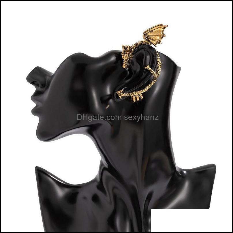 

Stud Earrings Jewelry Punk Style Personality Simple Retro Alloy Cool Stereoscopic Dragon-Shaped Ear Hanging Earring Creative Geometric Metal