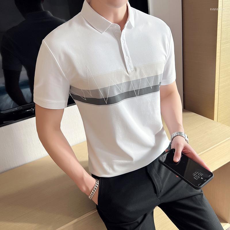 

Men's Polos Brand Printed Shirts Men 2022 Summer Short Sleeve Slim Casual Social Fashion Streetwear Lapel Tee Tops Man ClothingMen's Men'sMe, Green
