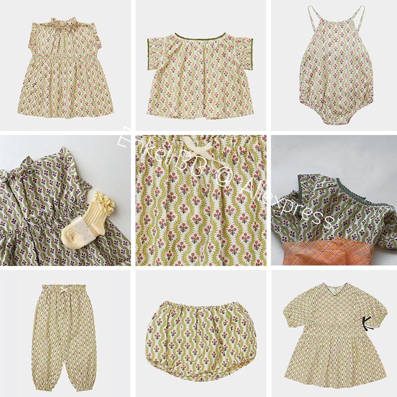 

Girl's Dresses EnkeliBB Child Brand Summer Dress Short Sleeve Vintage Floral Pattern Designer Clothes Toddle Girls 2022 SS, As shown