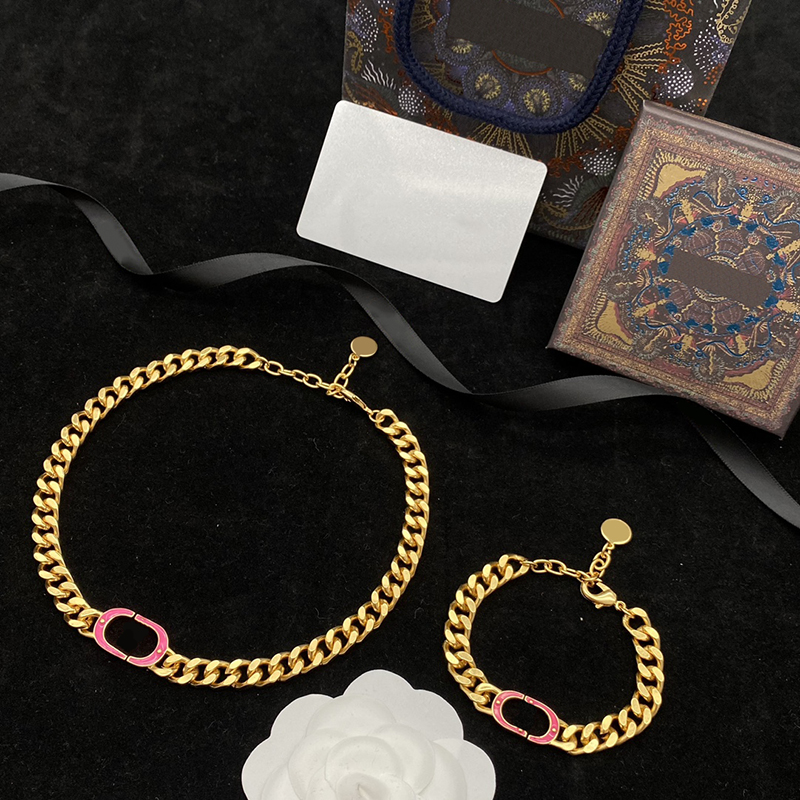 

Womens Designer Bracelet Necklace Jewelry For Mens Women Gold Pink Bracelets Necklaces Gifts Womens Luxury d Bracelets 2204062D