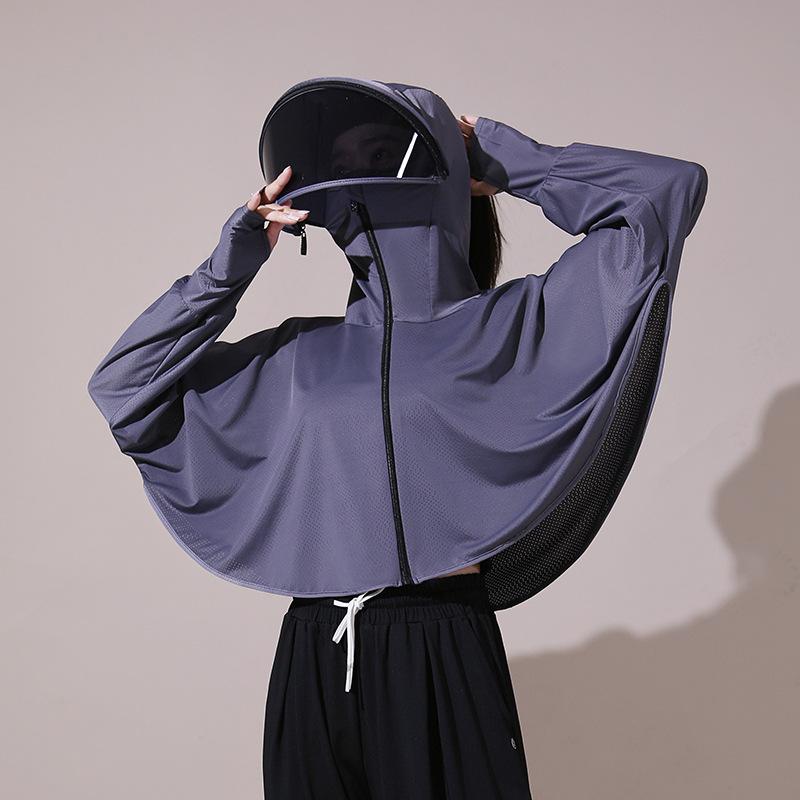 

Women's Swimwear Sunscreen Women's Hat Summer Cap 2022 Anti-Cycling Anti-UV Breathable Sun Blouses With Thin Ice Silk Sun-Protective Clo, Blue