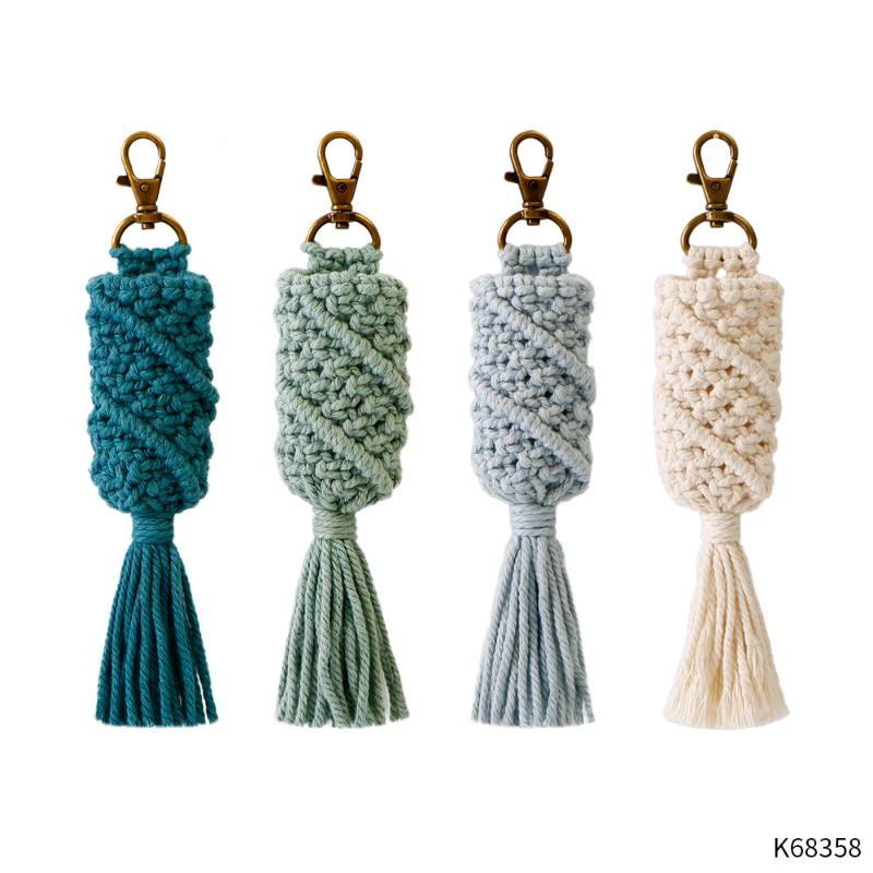 

Keychains Handmade Knotted Macrame Tassel Pastoral Retro Style Key Rings