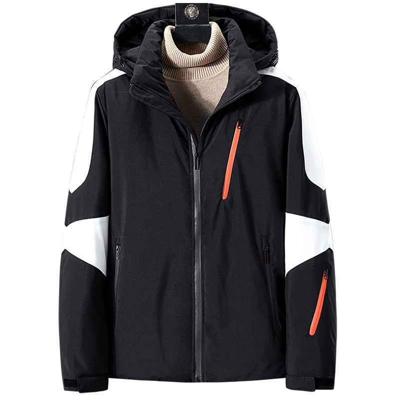 

down mens short thickening black and white stitching 2022 new trend, Green