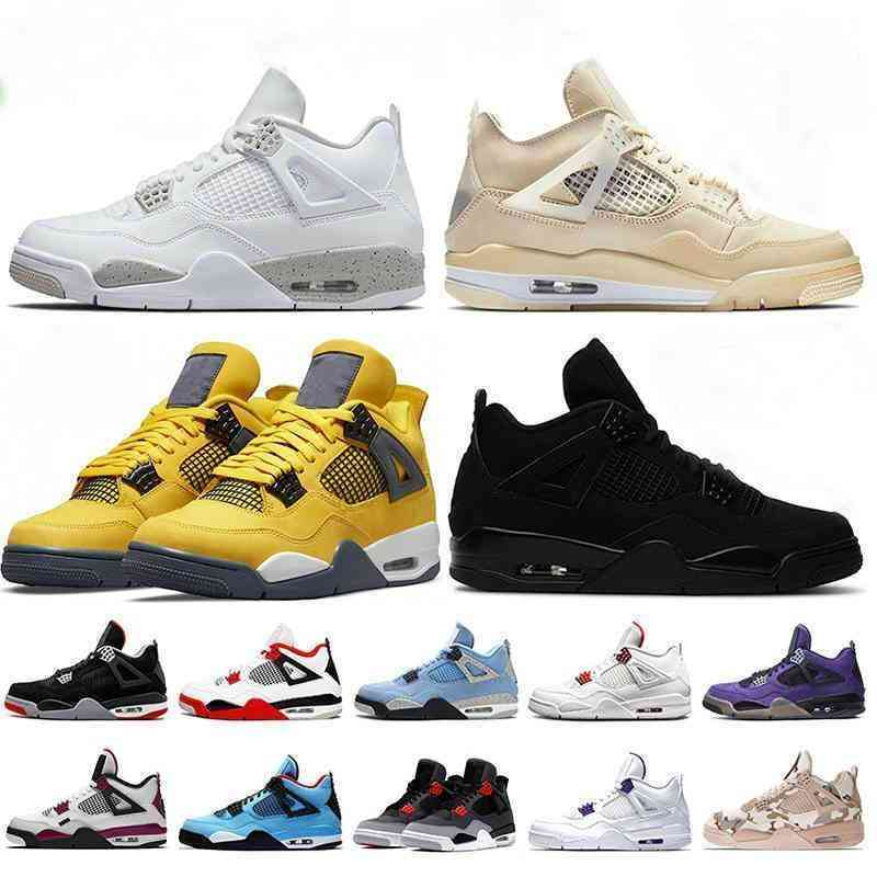 

men women 4 basketball shoes jumpman 4s Sneaker Military Black Cat Fire Red Thunder Sail White Oreo Pure Money Dark Mocha University, A13 military black 40-47