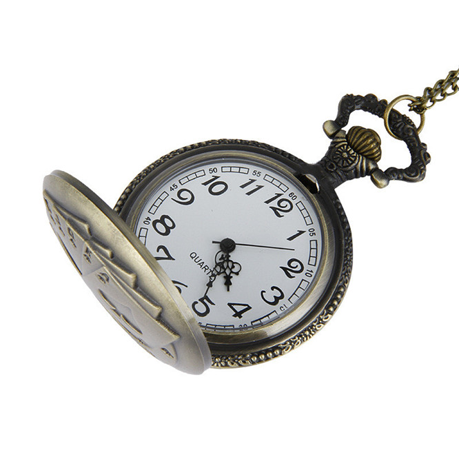 

10pcs Fashion large poker shunzi student Pocket Watch Necklace Watch European-1, Black