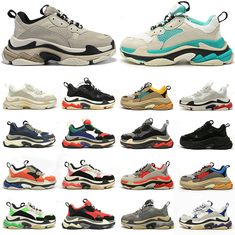 

2022 NEW triple s casual shoes designer men women platform sneakers Black White Beige Dark Grey Orange Green Khaki Rust Pink Bred Silver mens trainers Jogging Walking, Bubble package bag