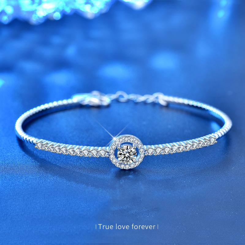 

Other Bracelets 100% 925 Sterling Silver Wedding Bridal Anniversary 0.5 CT 5.0mm D Color VVS1 High Quality Moissanite BraceletOther