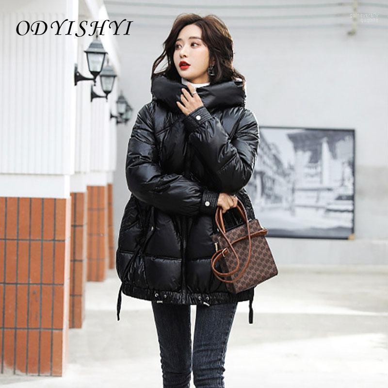 

Women's Down & Parkas Shiny Padded Jacket Women Korean Loose 2022 Winter Cotton Coat Hooded Thick Warm Ladies Pink Outwear Trend DH213 Guin2, Black