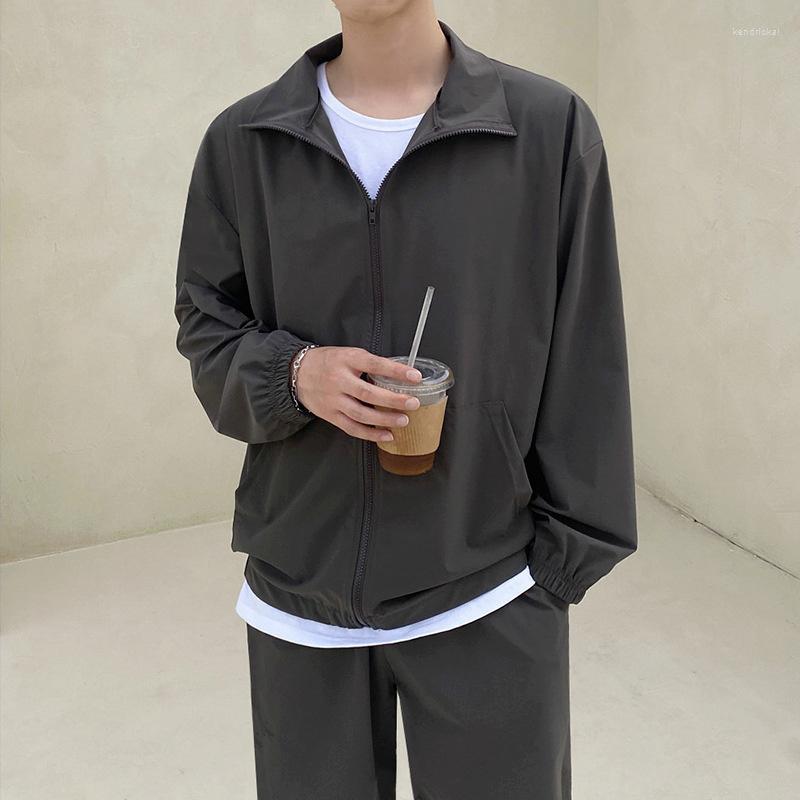 

Men's Trench Coats Spring Korean Design Summer Men Zipper Thin Jacket Loose Outerwear Windproof Casual Turn Down Collar Sport WearMen's Kend, Black