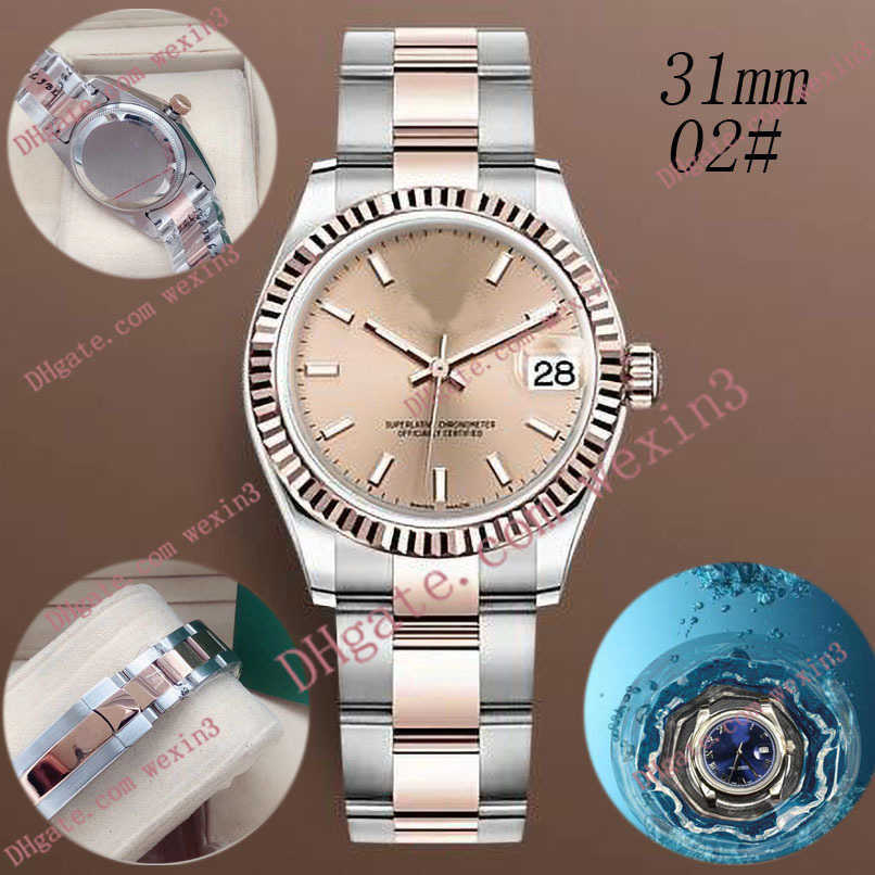 

women watch stainless steel corrosion resistant case. Waterproof High precision automatic machine movement bracelet. 31mm black dial classic night light clock, 03a