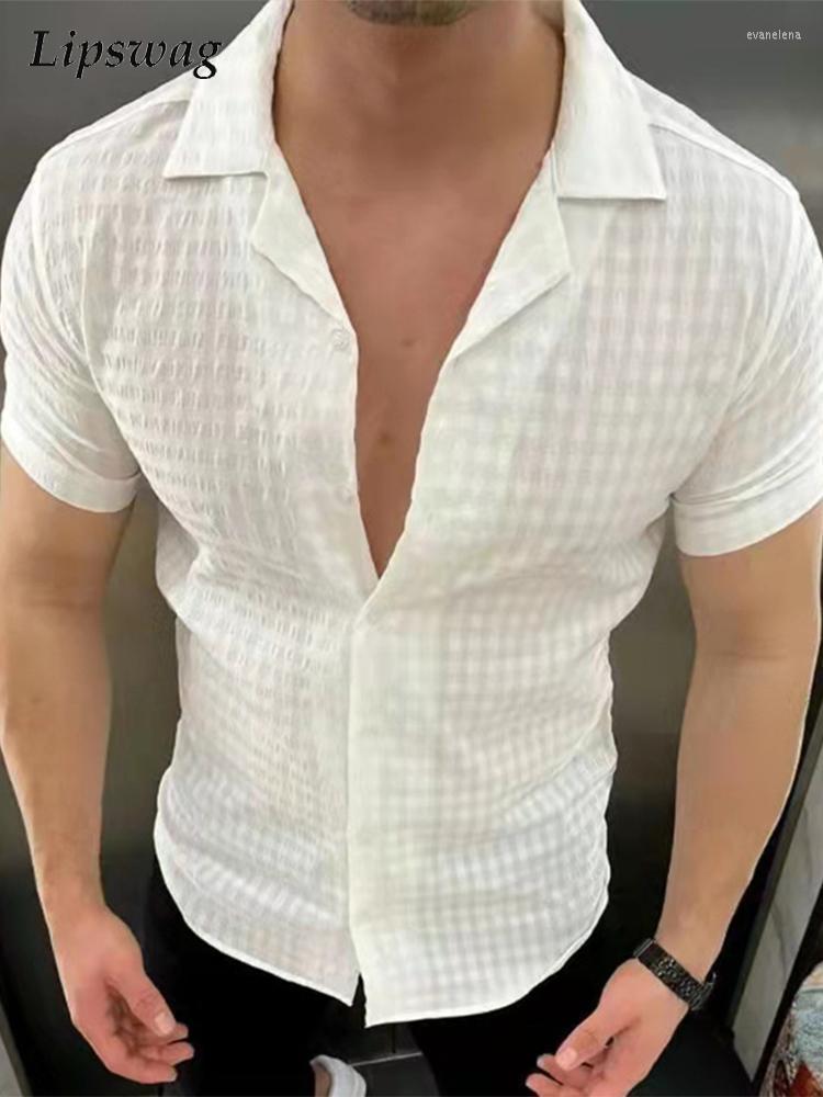 

Men's Polos Vintage Jacquard Cotton Shirts Mens Solid Short Sleeve Casual Tops Cardigan Summer Men Fashion Button-up Turn-down Collar ShirtM, 03 khaki