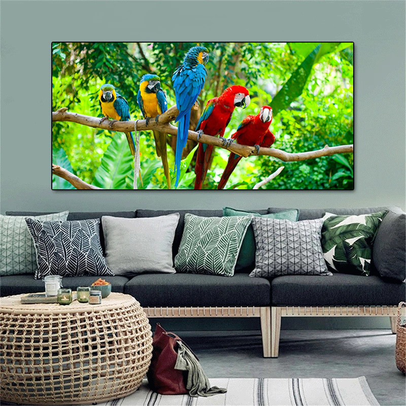

Colourful Parrots Bird on Branches Canvas Painting Posters and Prints Wall Art Animal Picture for Living Room Home Decor Cuadros