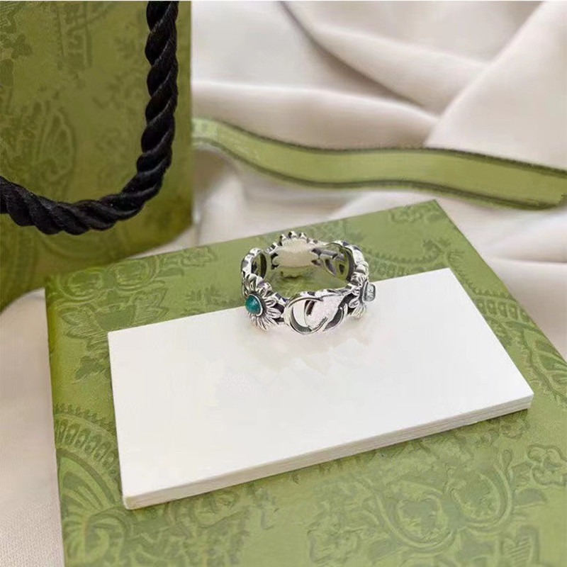 

New high quality jewelry 925 silver G letter women's ring hollowed out Daisy fashion ring birthday gift