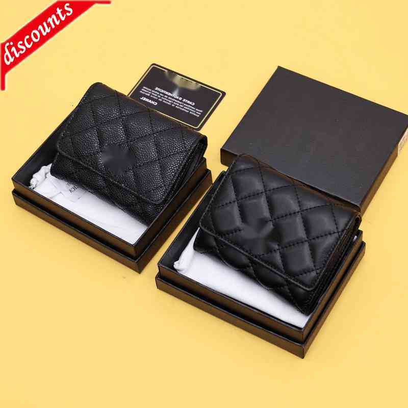 

Letter Design 301 Luxury Brand Plaid Cc Chain Short Wallet Lambskin Women's Le Boy Pocket Caviar Leather Zipper Card Pack Coin Purse Clutch
