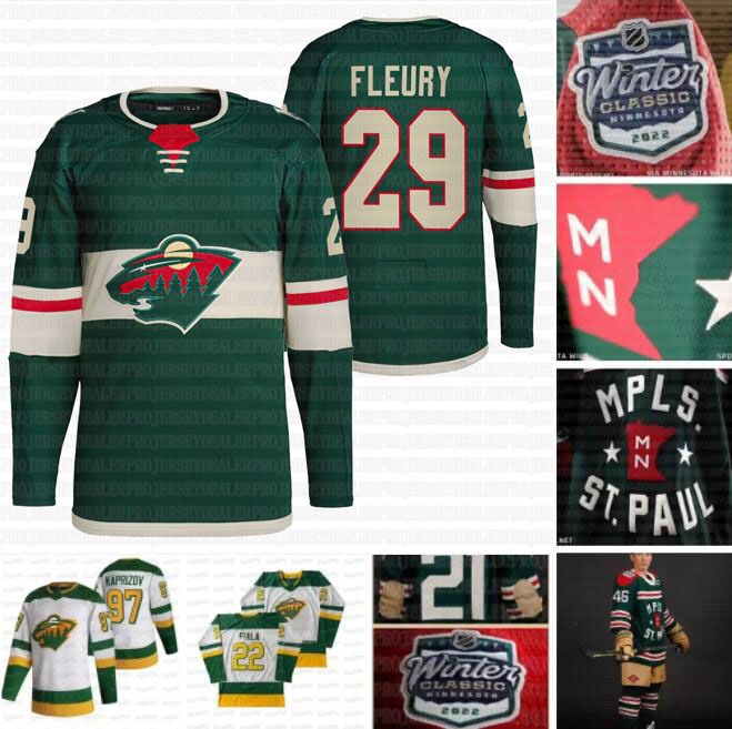 

29 Marc-Andre Fleury Minnesota Wild 2022 Jersey Kirill kaprizov Jared Spurgeon Kevin Fiala Nick Bjugstad Marcus Foligno Mats Zuccarello, 2021 20th white mens s-xxxl