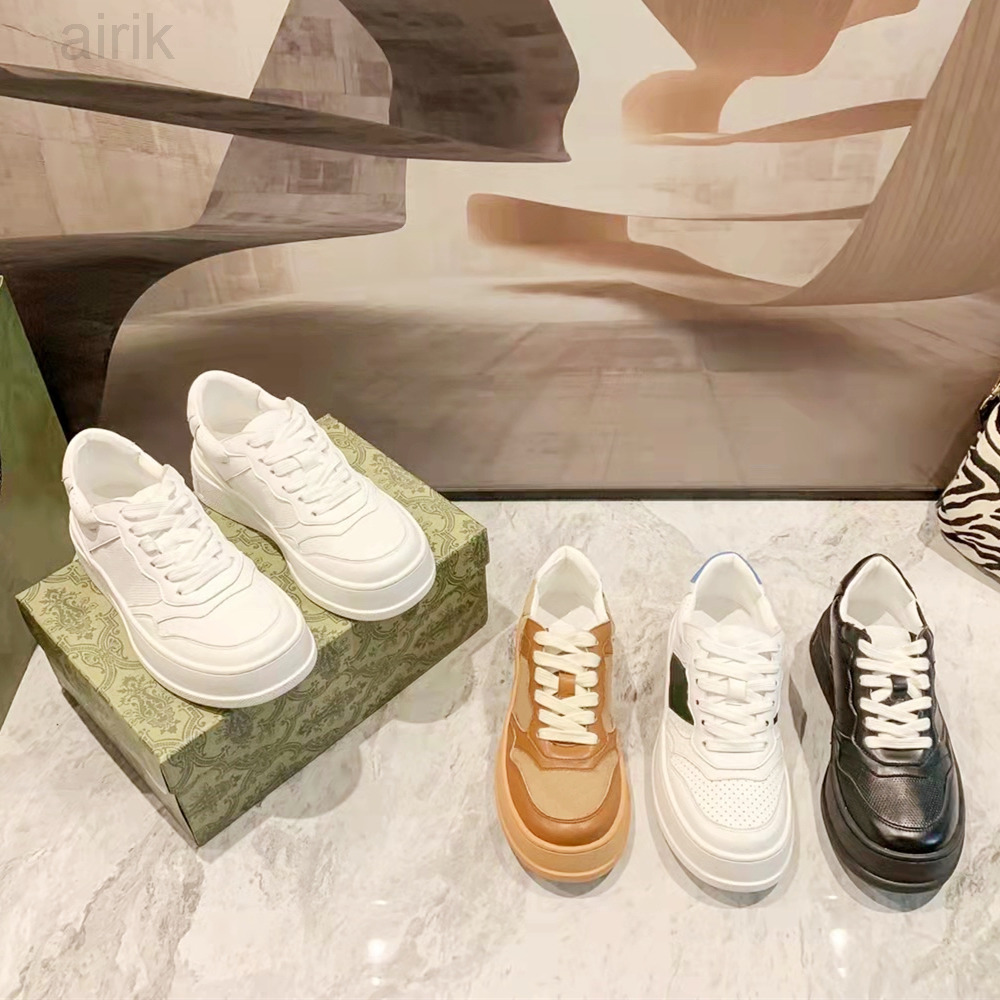 

Brand Designer Women Casual Shoes Leather Thick Bottom Lace-up Vintage Low Cut Runner Trainers Outdoor Walking Sports, Color5