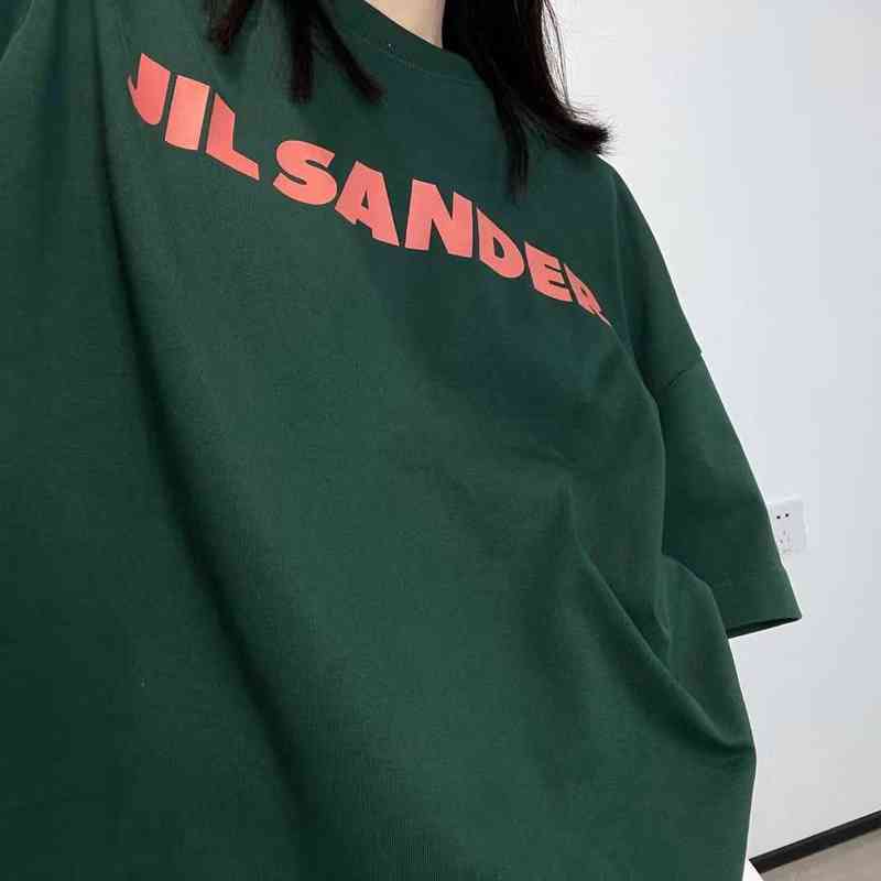 Designer Men's Women's T-Shirts High End Jil Sander Basic Minimalist Alphabet Print 290g Cotton Men's and Women's Loose Short
