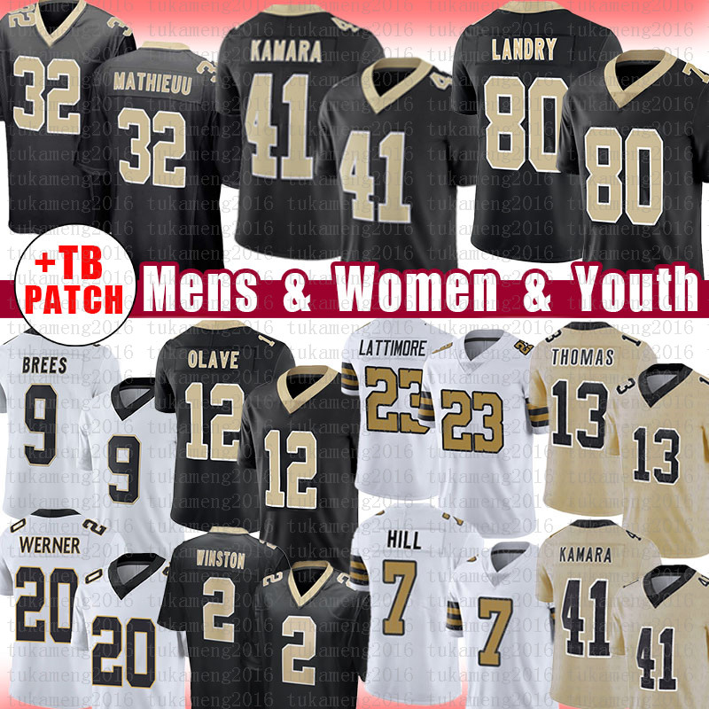 

41 Alvin Kamara Football Jersey Tyrann Mathieu Jarvis Landry Jameis Winston Chauncey Gardner-Johnson Marshon Lattimore Drew Brees Olave Michael Thomas Taysom Hill, Youth size s-xl(stu)