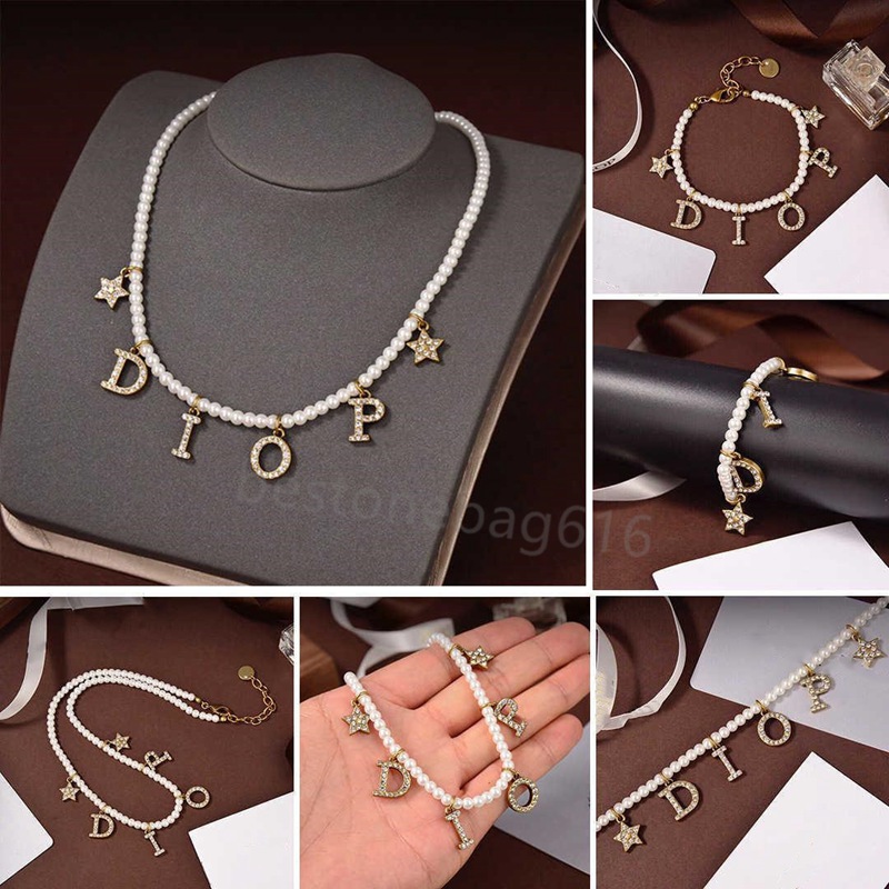 

New d family letter pearl necklace in 2022