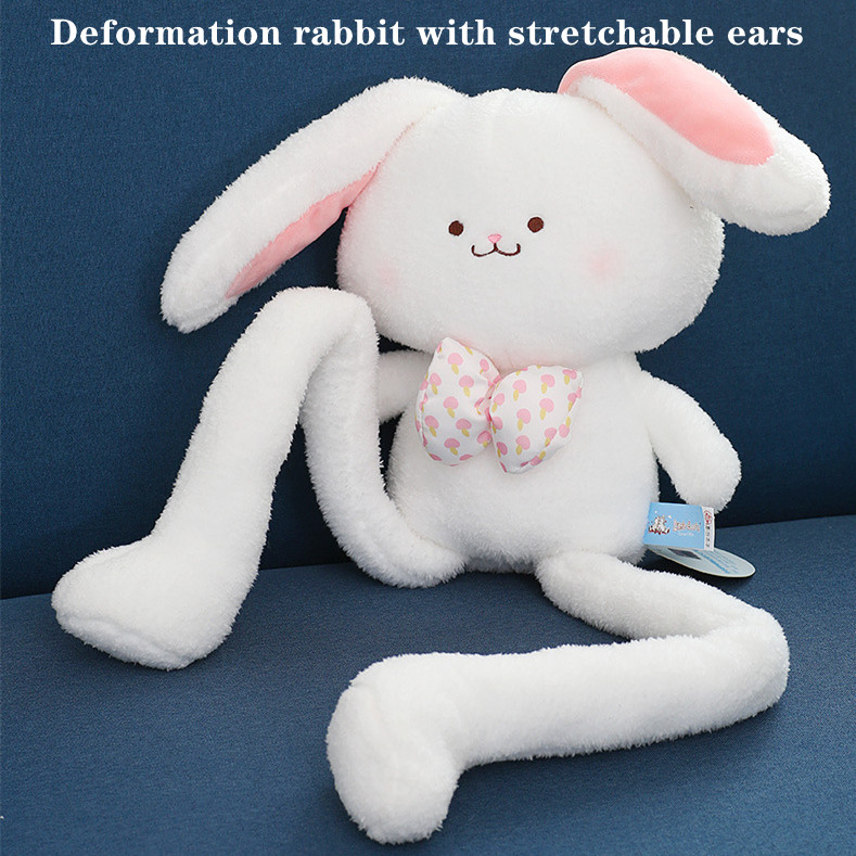 Douyin stesso stile peluche peluche bambola peluche giocattolo bambola deformata di coniglio orecchie elastiche gambe conigli con rabbiti bambini felici regalo di Natale felice 60 cm 100 cm